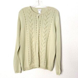 Vintage Koret Olive Green Long Sleeve Cardigan Sweater Women’s Size Large